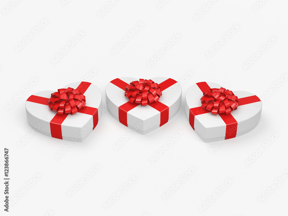 3D rendering White boxes heart 3D rendering White boxes heart
