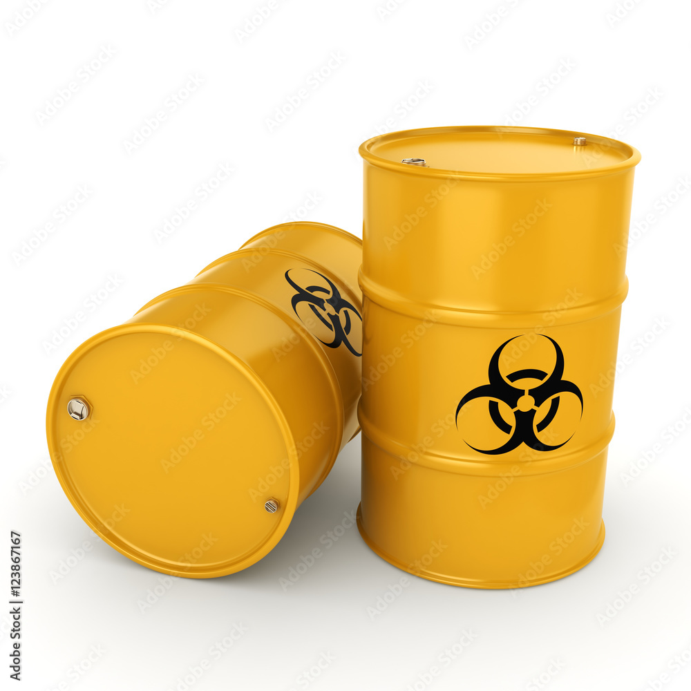 3D rendering biohazard barrels 3D rendering biohazard barrels
