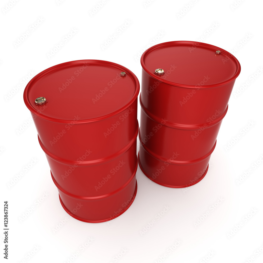 3D rendering red barrels 3D rendering red barrels