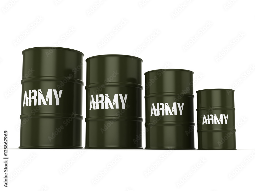 3D rendering army barrels 3D rendering army barrels