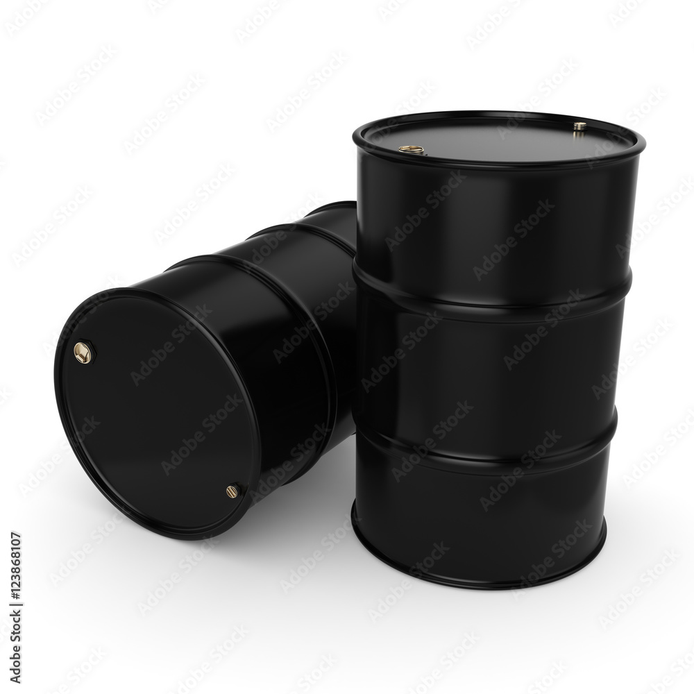3D rendering black barrels 3D rendering black barrels