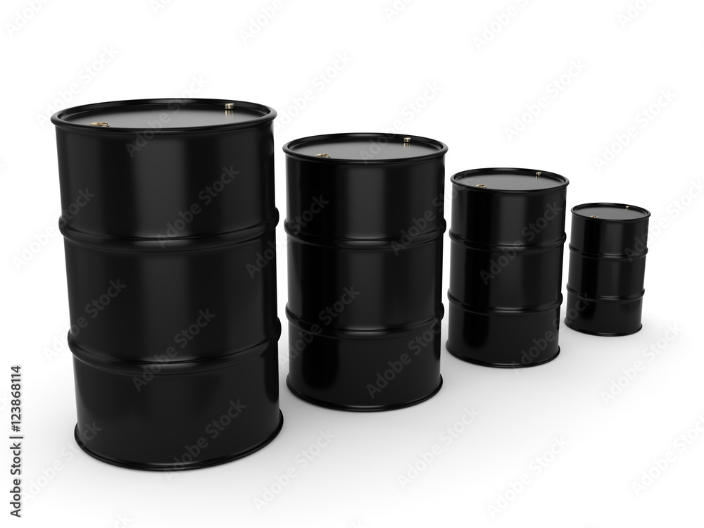 3D rendering black barrels 3D rendering black barrels