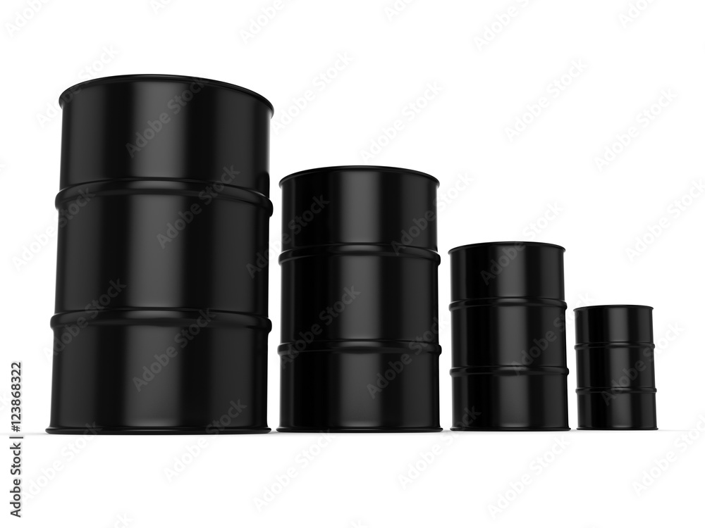 3D rendering black barrels 3D rendering black barrels
