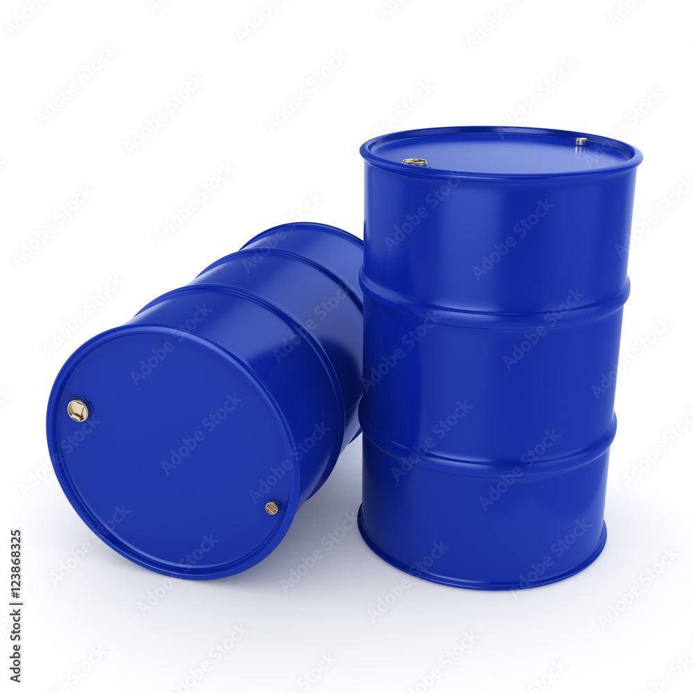 3D rendering blue barrels 3D rendering blue barrels