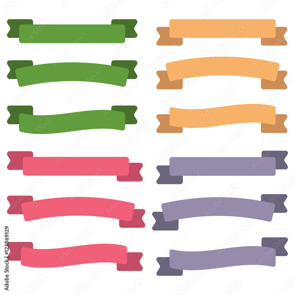 Set of  Colorful Empty Ribbons And Banners. Ready for Your Text or Design. Isolated vector illustration.
