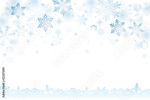Winter background with falling snowflakes and snow