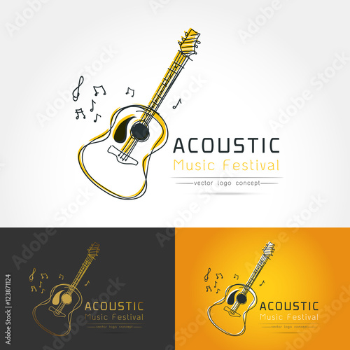 Acoustic guitar logo vector