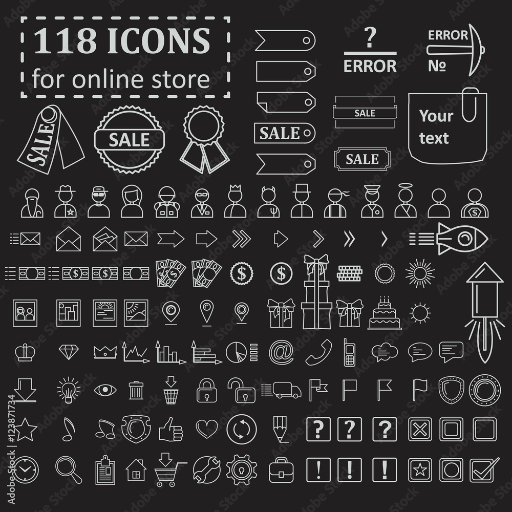 big set of 118 icons for website online store big set of 118 icons for website online store