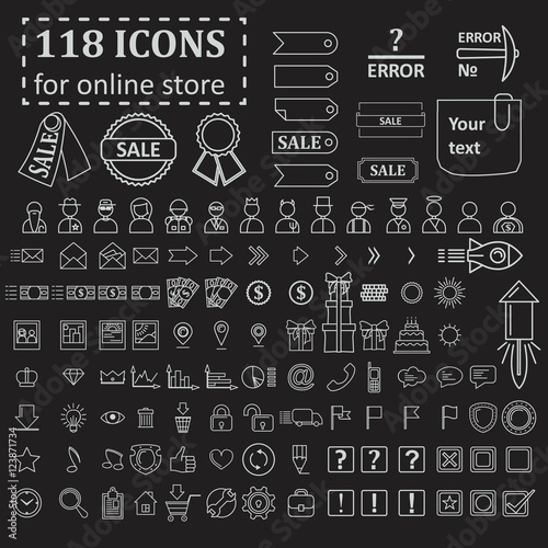 big set of 118 icons for website online store