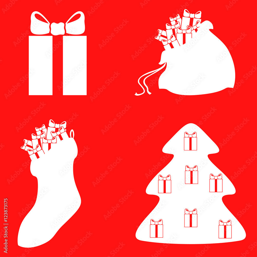 Set gifts on red background Set gifts on red background