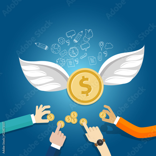angel investor money fund management startup coin wings fly