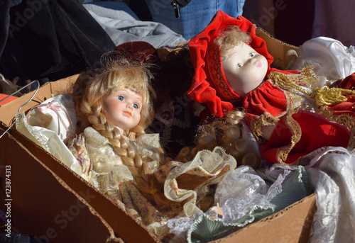 Obraz na plátne vintage dolls on Milan fleamarket
