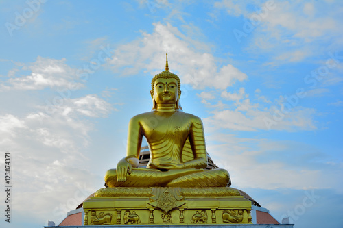 Thai buddha a statue  Golden sculpture Wet  Tiger Temple  kanchanaburi Thailand.