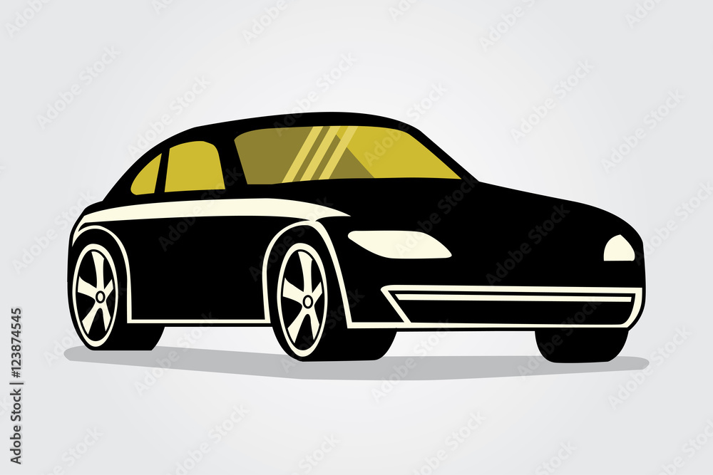 modern sport car silhouette with sephia windows glass