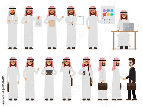 Arab businessman characters in action