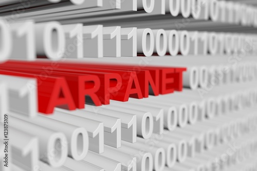 ARPANET as a binary code with blurred background 3D illustration