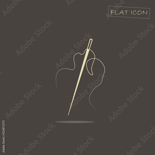 Light needle and thread on black, vector illustration