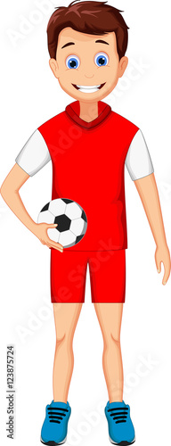 funny boy cartoon with football