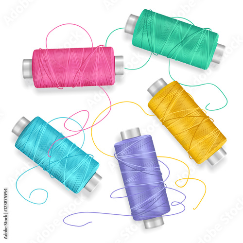 Thread Spool Set Background. Vector