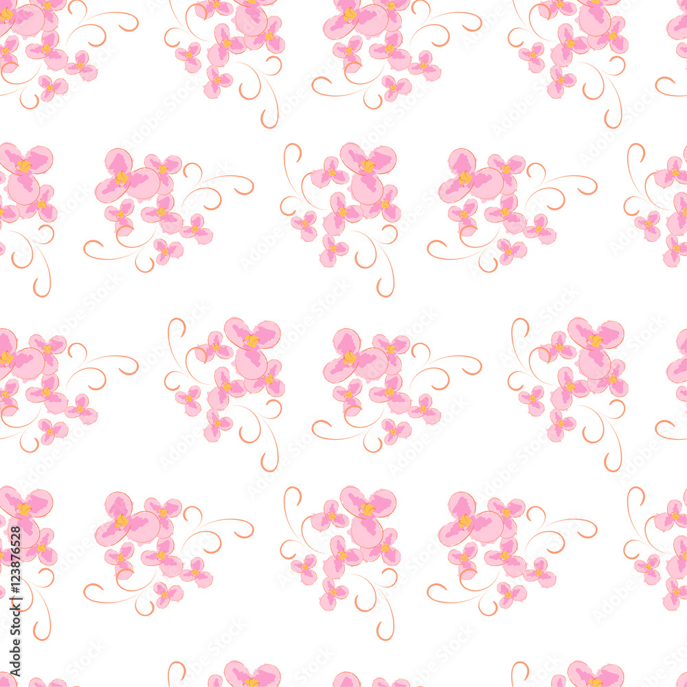 Seamless pattern.Abstract pink flowers for natural fabrics of linen.Vector illustration.