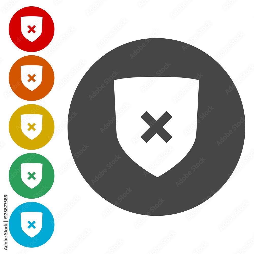 Shield with cancel symbol. Vector illustration Shield with cancel symbol. Vector illustration