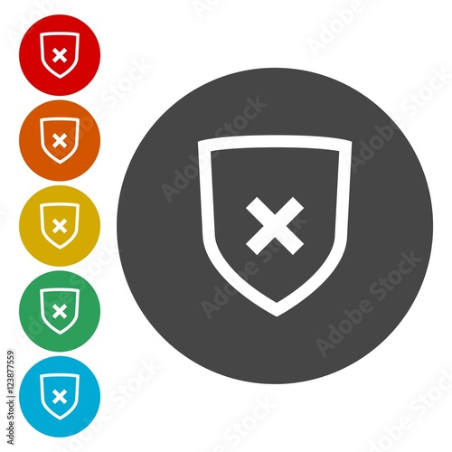 Shield with cancel symbol. Vector illustration