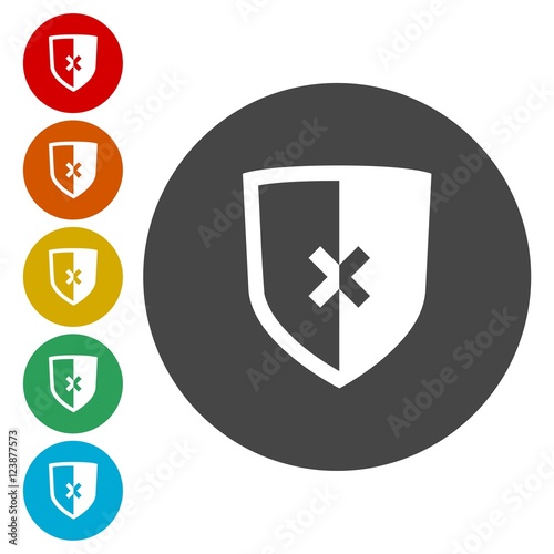 Shield with cancel symbol. Vector illustration