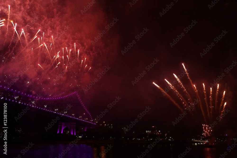 red New Year fireworks celebration
