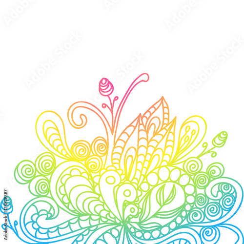 Beautiful abstract ornament, colorful hand drawn fanciful doodle, isolated on white background. Vector illustration