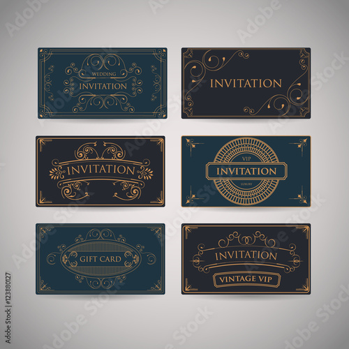 Set Of Vintage Luxury Greeting Restaurant Menu Design Template