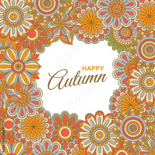 Floral background made of many doodle flowers. Greeting card. Vector illustration. © klerik78