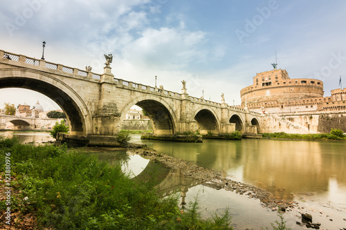 saint angelo castle views from tiber river in rome, italy