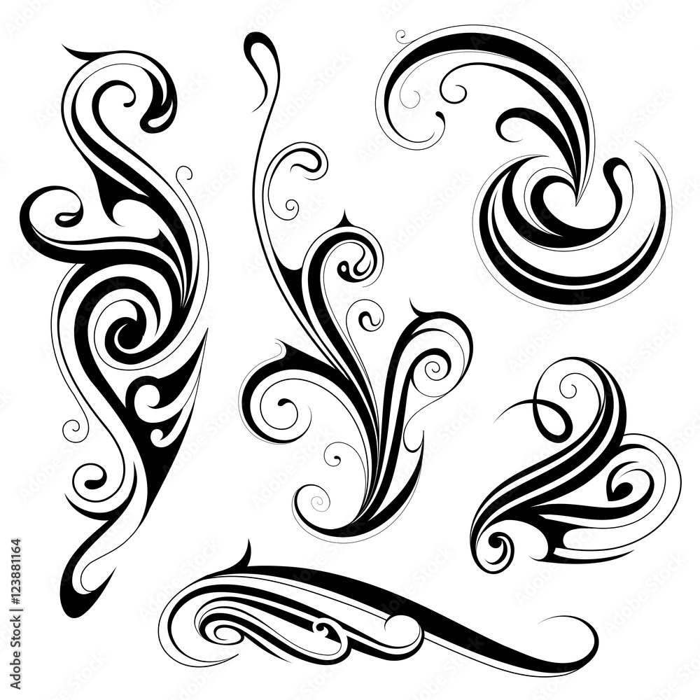 Elegant swirls with floral elements Elegant swirls with floral elements