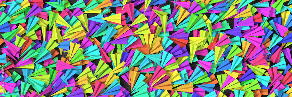 Infinite paper planes three dimensional rendering