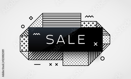 Trendy vector banner tempate. Different geometric patterns and shapes.