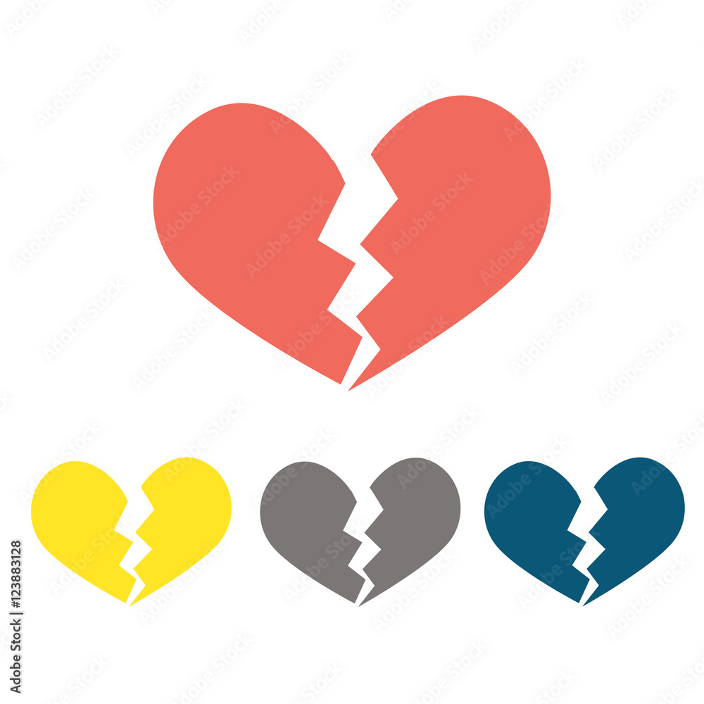 Heartbreak / broken heart or divorce flat icon for apps and webs Heartbreak / broken heart or divorce flat icon for apps and webs
