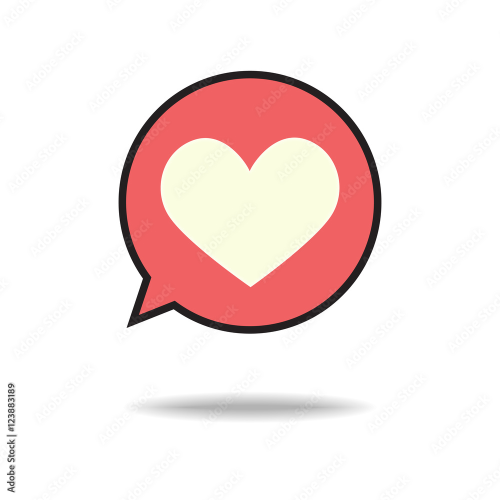 Heart in speech bubble icon. Vector illustration Heart in speech bubble icon. Vector illustration