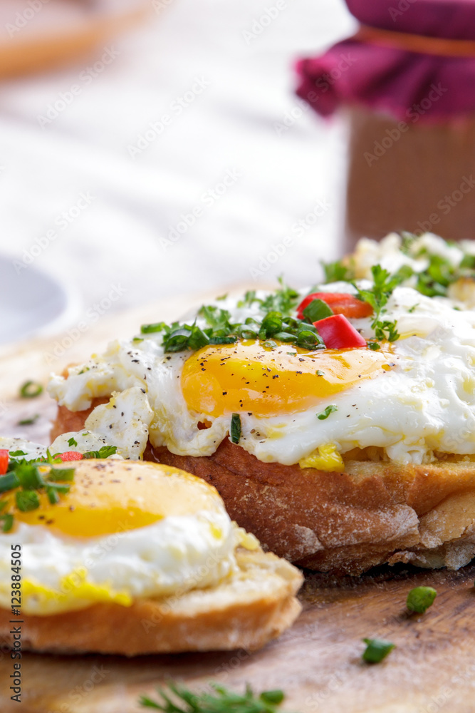 half baked bruschetta with egg