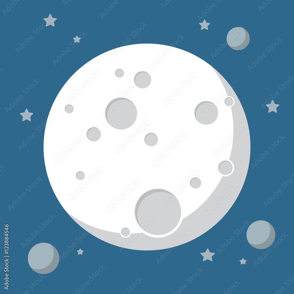 Obraz premium Księżyc w stylu płaskiej konstrukcji
