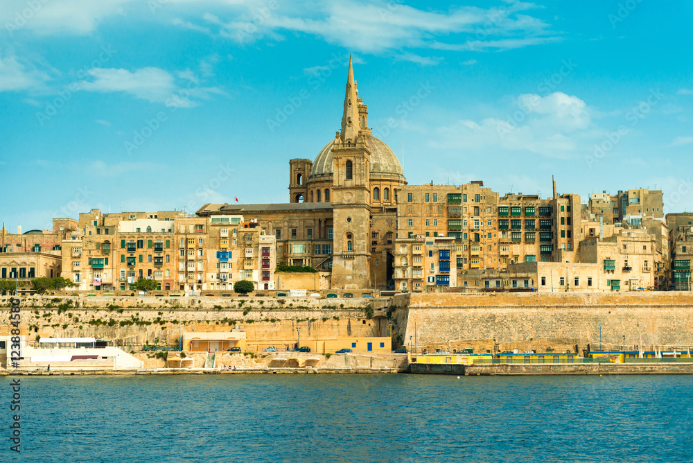 beautiful Valletta achitecture, view from the sea