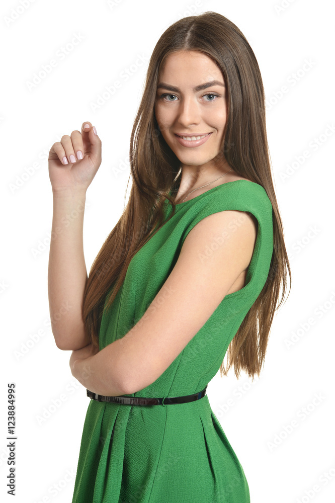 Beautiful woman in green dress Beautiful woman in green dress