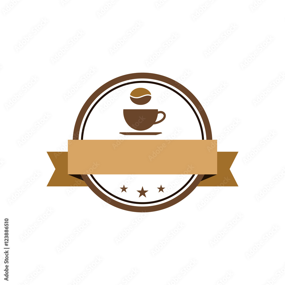 Coffee Cafe Shop Elegant Emblem Ribbon Template Coffee Cafe Shop Elegant Emblem Ribbon Template
