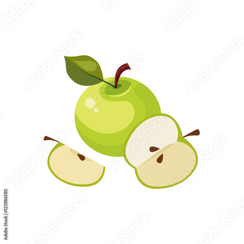 Green Apple Breakfast Food Element Isolated Icon