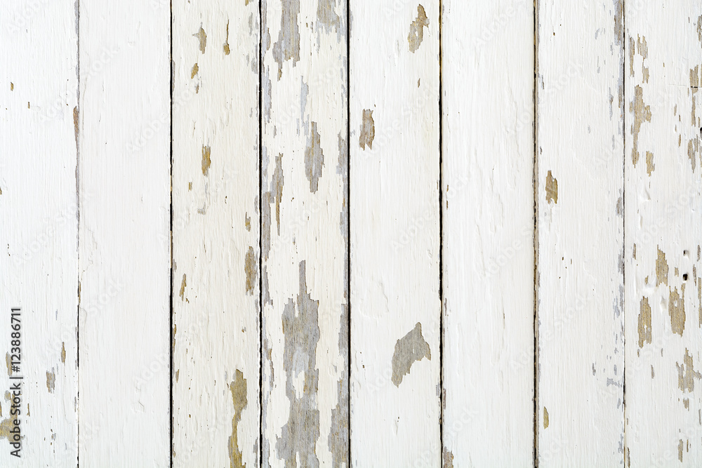 Naklejka premium White rustic distressed wood wall texture background