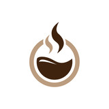 Circle Hot Coffee - Chocolate Simple Logo Icon Symbol