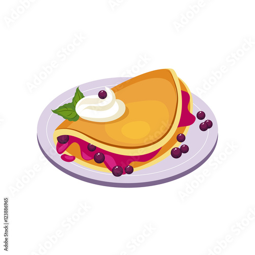 Blueberry Pancake Breakfast Food Element Isolated Icon