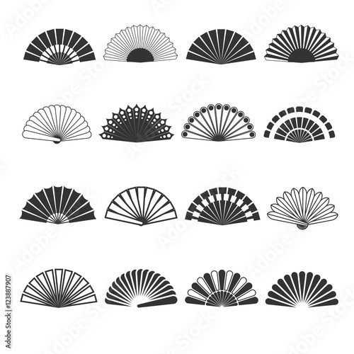 Hand fan vector icons