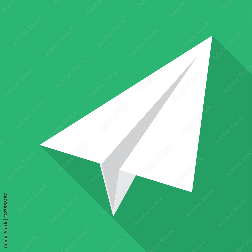 origami paper airplane on blue background