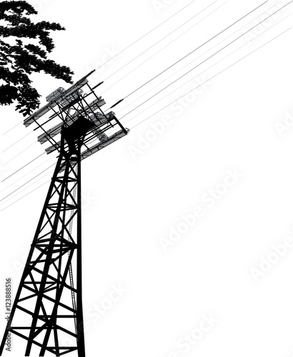 illustration with high black pylon and wares