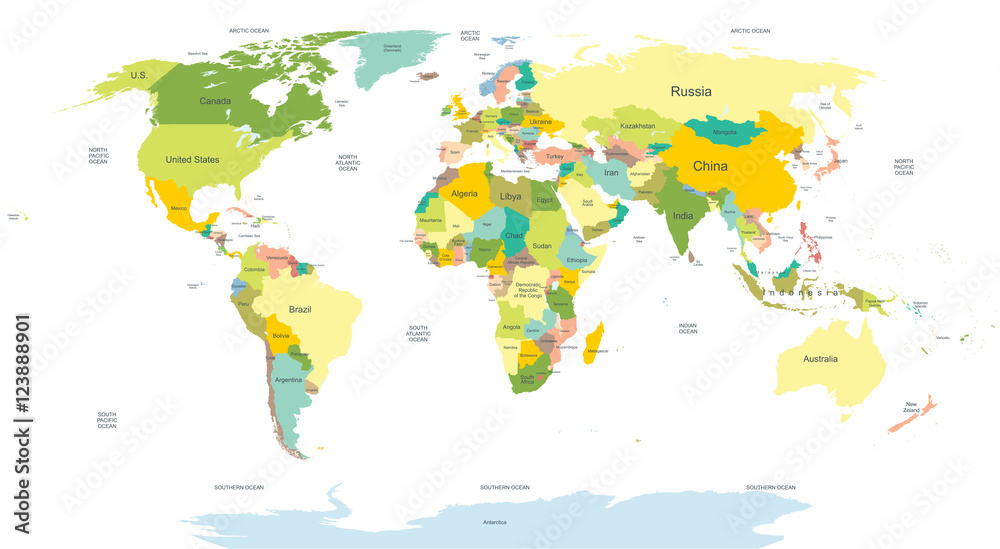 Fototapeta premium mapa świata politycznego